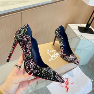 Christian Louboutin Hot Chick Starlight Escarpins 100 mm Veau Velours Noir