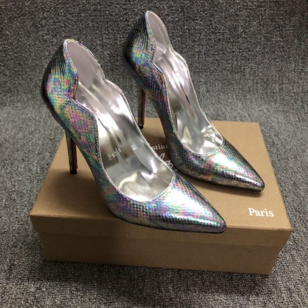 Christian Louboutin Hot Chick Escarpins Peau de Serpent Irisée Multicolore