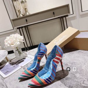 Christian Louboutin Hot Chick Escarpins 100 mm Rayés Grand Bain Piscine Cuir Verni Multicolore