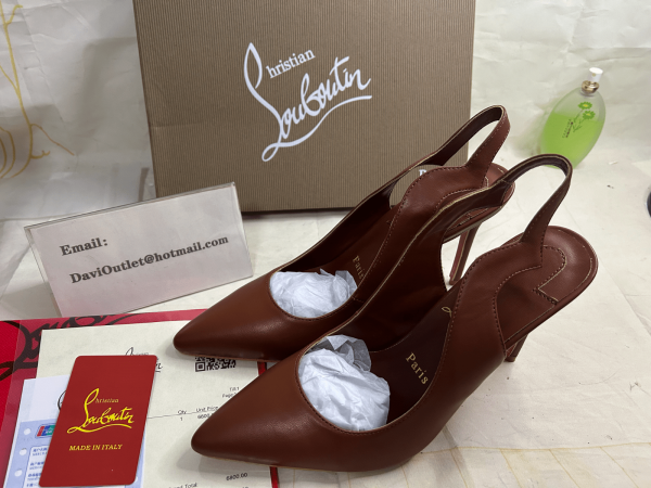 Christian Louboutin Hot Chick Sling Escarpins 100 mm Cuir Nappa Nude 5 – Image 5