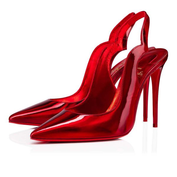 Christian Louboutin Hot Chick Sling Escarpins 100 mm Cuir Verni Rouge