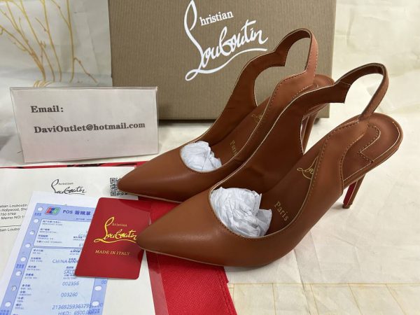 Christian Louboutin Hot Chick Sling Escarpins 100 mm Cuir Nappa Nude 4 – Image 5