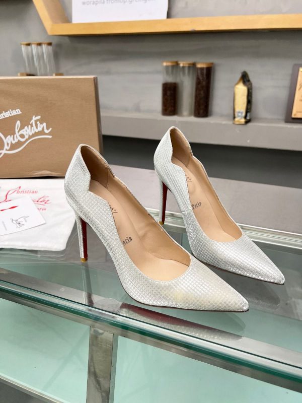 Christian Louboutin Hot Chick Escarpins 100 mm Tissu à Paillettes Argent