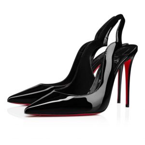 Christian Louboutin Hot Chick Sling 100 mm Escarpins à Bride Arrière Cuir Verni Noir