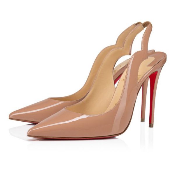Christian Louboutin Hot Chick Sling 100 mm Escarpins à Bride Arrière Cuir Verni Blush