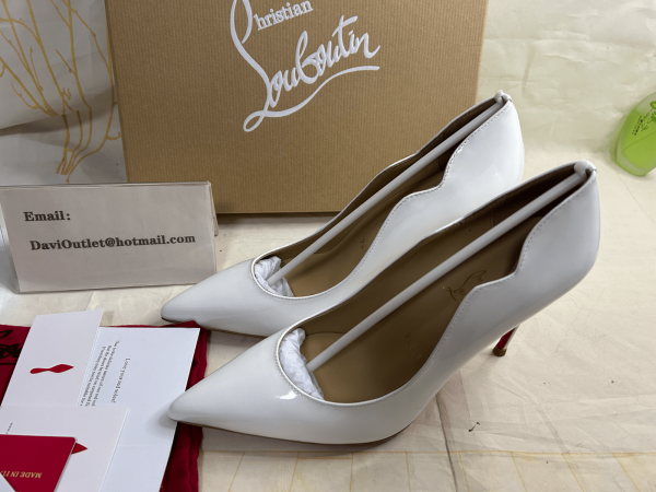 Christian Louboutin Escarpins Hot Chick 100 mm Bianco Cuir Verni – Image 5