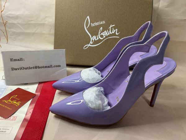 Christian Louboutin Escarpins Hot Chick 100 mm Lilac Smoke/lin Lilac Smoke Cuir Verni – Image 4