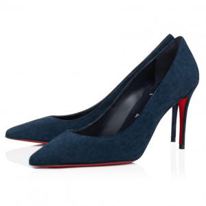 Christian Louboutin Kate Escarpins 85 mm Veau Velours Bleu Marine