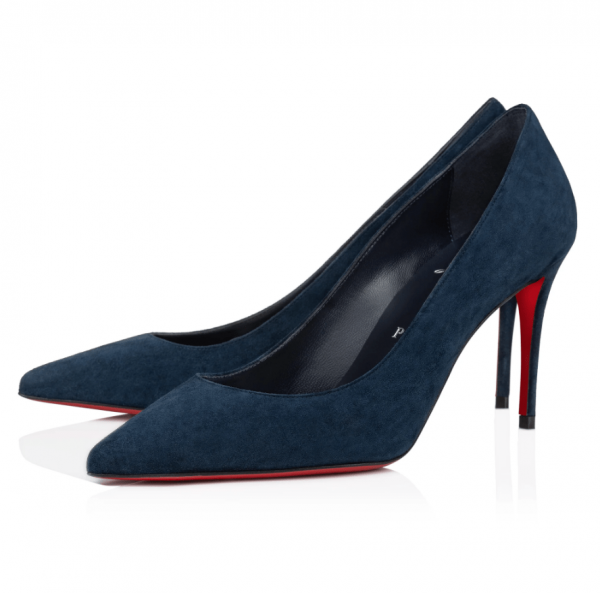 Christian Louboutin Kate Escarpins 85 mm Veau Velours Bleu Marine