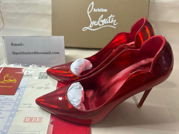 Christian Louboutin Escarpins Hot Chick 100 mm Loubi/lin Psy Loubi Cuir de Veau Verni – Image 6