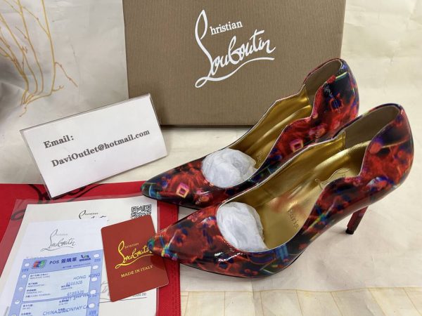 Christian Louboutin Escarpins Hot Chick 100 mm Multi/lin Jaune Cuir Verni – Image 4