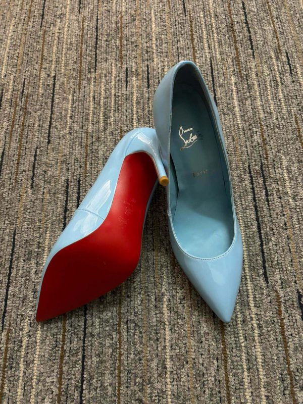 Christian Louboutin Kate Escarpins 85 mm Cuir Verni Bleu – Image 3