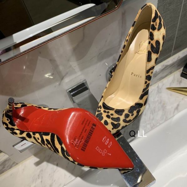 Christian Louboutin Escarpins Kate 100 mm Satin Imprimé Léopard Marron – Image 5