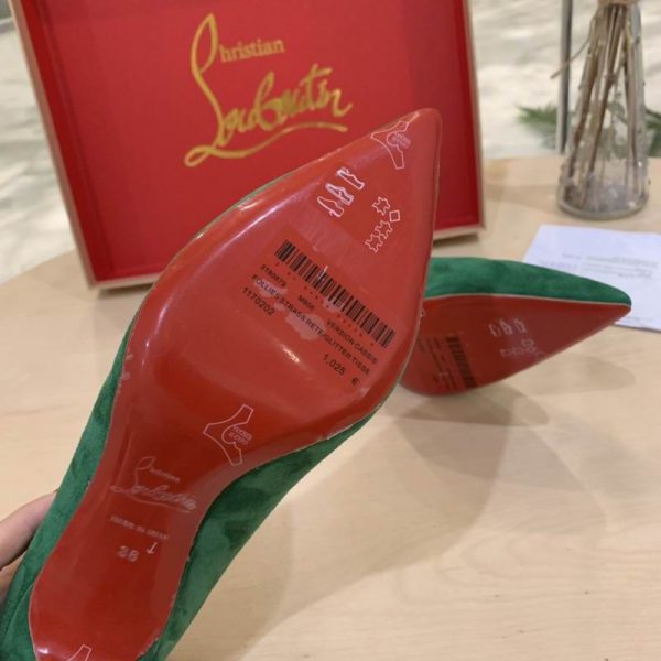 Christian Louboutin Escarpins Kate Veau Velours Vert – Image 5