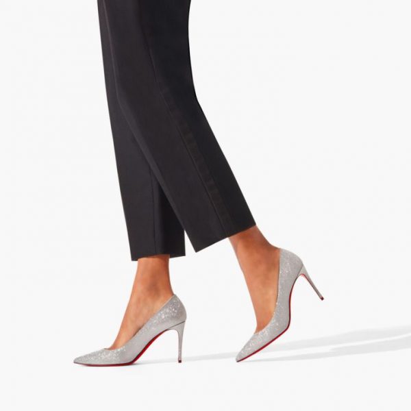 Christian Louboutin Escarpins Kate 85 mm Cuir de Veau Brillant Argenté – Image 5