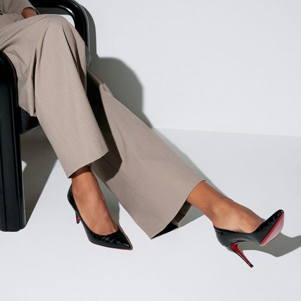 Christian Louboutin Escarpins Kate 85 mm Cuir de Veau Gaufré Alligator Noir – Image 2