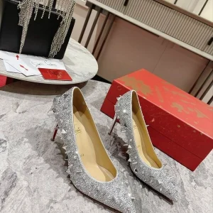 Christian Louboutin Pigalili Potpourri Strass Escarpins Paillettes Argent