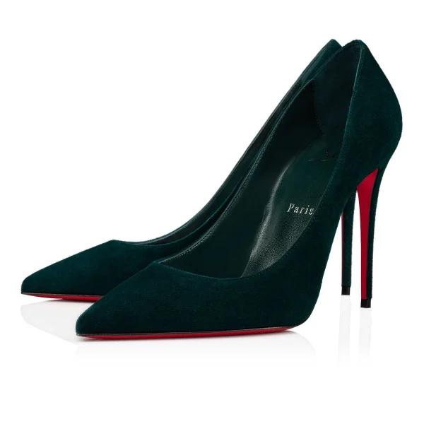 Christian Louboutin Escarpins Kate 100 mm Veau Velours Vert – Image 2