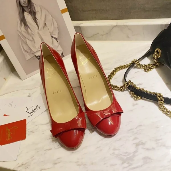 Christian Louboutin Simplenodo Escarpins à Nœud 85mm Cuir Verni Rouge – Image 2