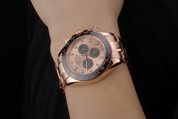Rolex Daytona Plaqué Ion Tachymètre Bracelet Or Rose Cadran Or Rose 80244 – Image 9