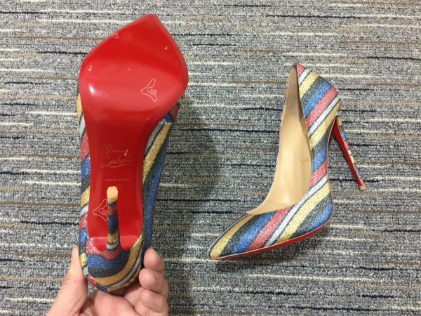 Christian Louboutin Escarpins So Kate 120 mm Daim Pailleté Rayé Multicolore – Image 3