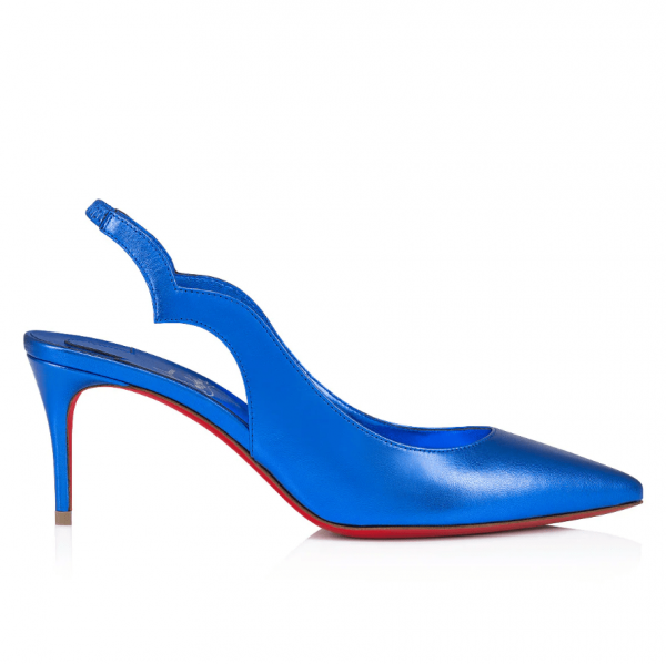 Christian Louboutin Hot Chick Sling Escarpins 70 mm Cuir Nappa Bleu Électrique – Image 2