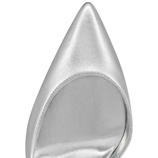 Christian Louboutin Escarpins Iriza 100 mm Cuir Nappa Laminé Argent – Image 2