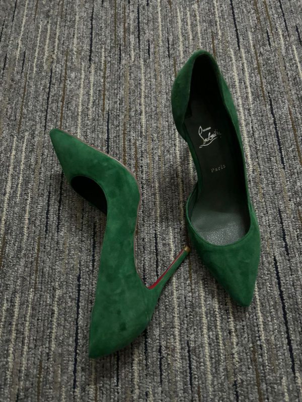 Christian Louboutin Escarpins Iriza 85mm Cuir Suédé Vert – Image 4