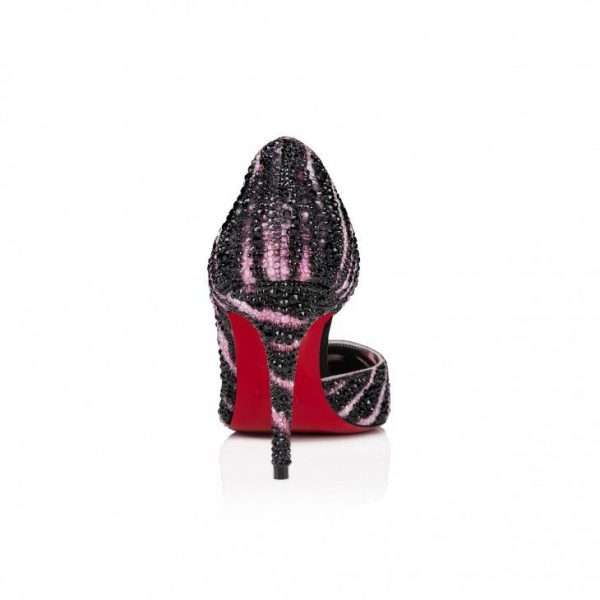 Christian Louboutin Escarpins Iriza Strass Quagga 85 mm Veau Velours et Strass Quagga Multicolore – Image 3