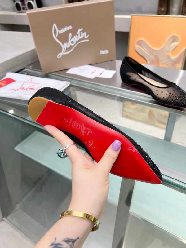 Christian Louboutin Ballerines Follies Strass Filet Noir – Image 3