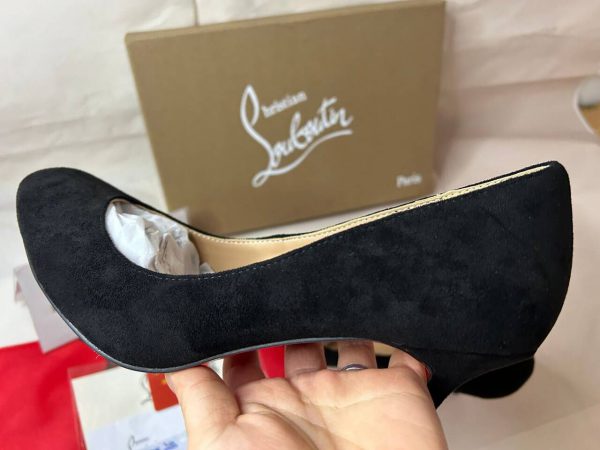 Christian Louboutin Escarpins Follies Strass 80MM Suédé Noir – Image 2