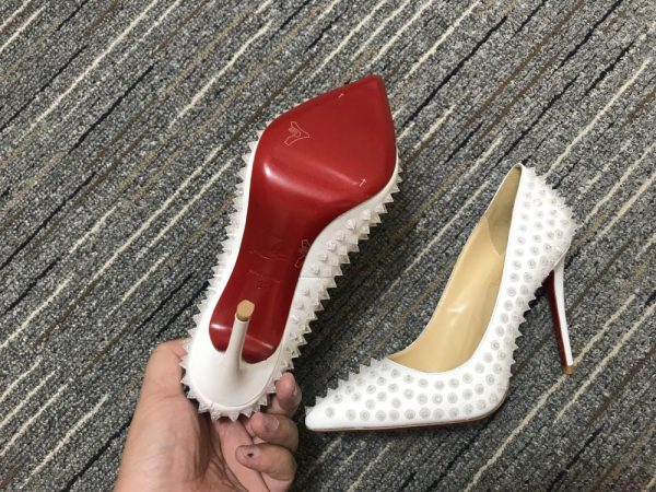 Christian Louboutin Escarpins Pigalle Spikes 100mm Cuir Nappa Blanc – Image 2