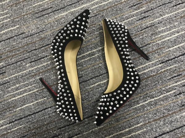 Christian Louboutin Escarpins Pigalle Spikes 100mm Veau Velours Noir – Image 2