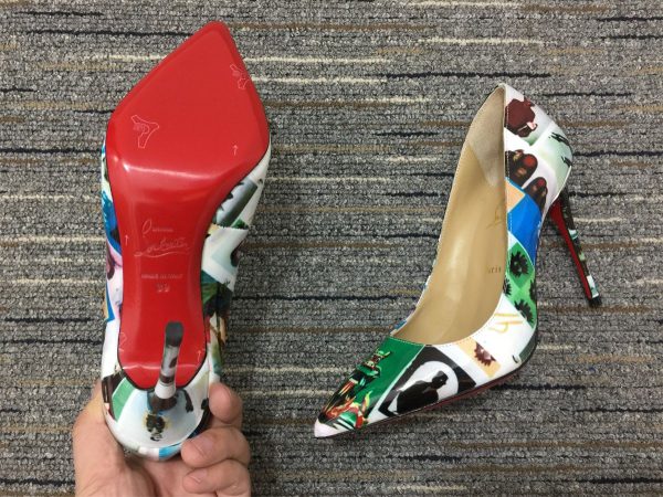 Christian Louboutin Escarpins Pigalle 100mm Cuir Verni Collage Multi – Image 2