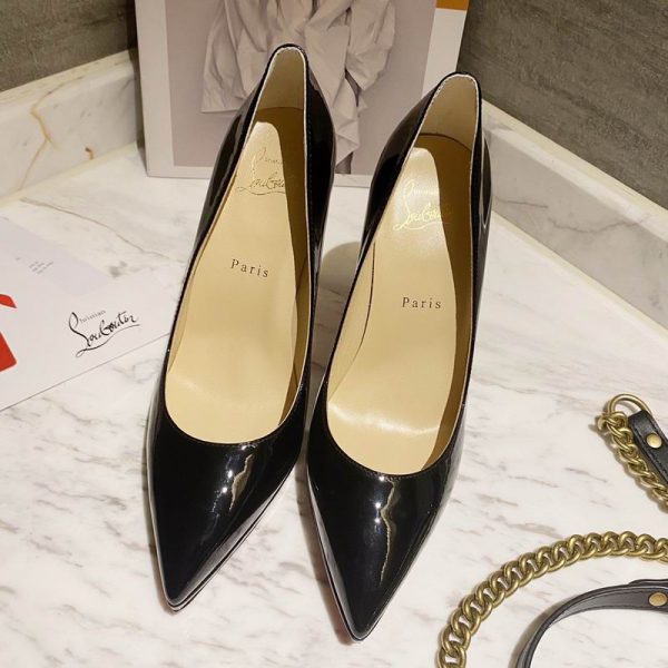 Christian Louboutin Escarpins Pigalle Plato 100mm Cuir Verni Noir – Image 2
