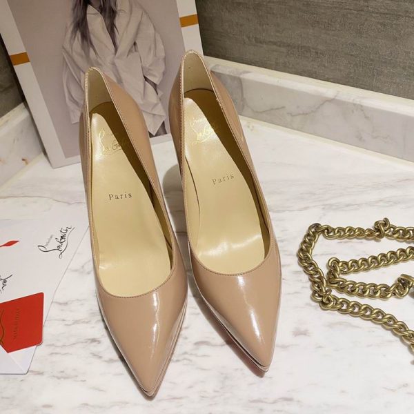 Christian Louboutin Escarpins Pigalle Plato 100mm Cuir Verni Nude – Image 5
