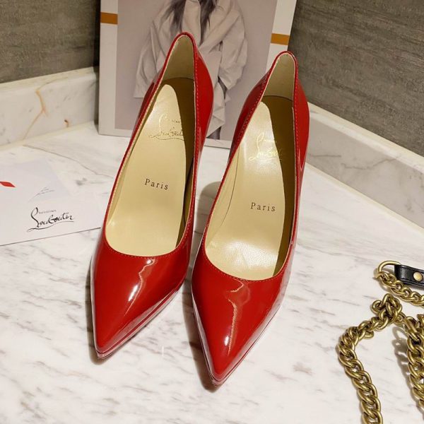 Christian Louboutin Escarpins Pigalle Plato 100mm Cuir Verni Rouge – Image 3