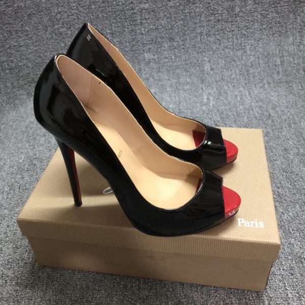 Christian Louboutin Escarpins New Very Prive 120mm Cuir Verni Noir Rouge – Image 3