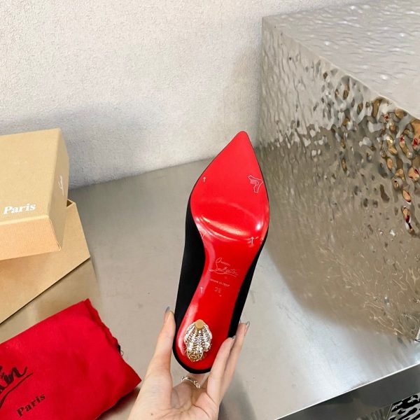 Christian Louboutin Escarpins Lipchick 100 mm Satin Noir – Image 3