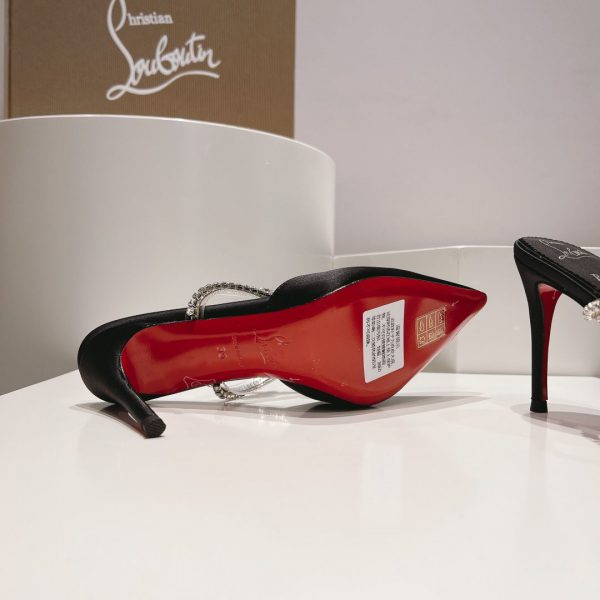 Christian Louboutin Planet Queen 70 mm Escarpins Satin Cristaux Noir – Image 3
