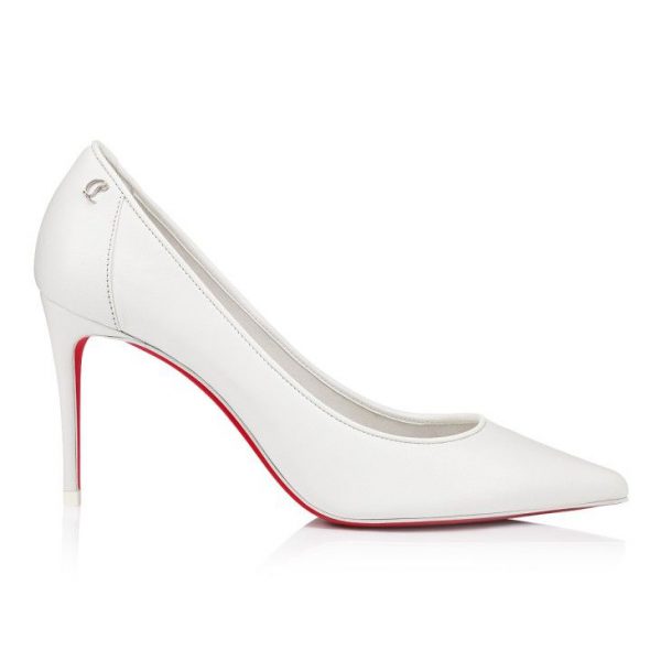 Christian Louboutin Sporty Kate 85 mm Escarpins Cuir Nappa Bianco – Image 3