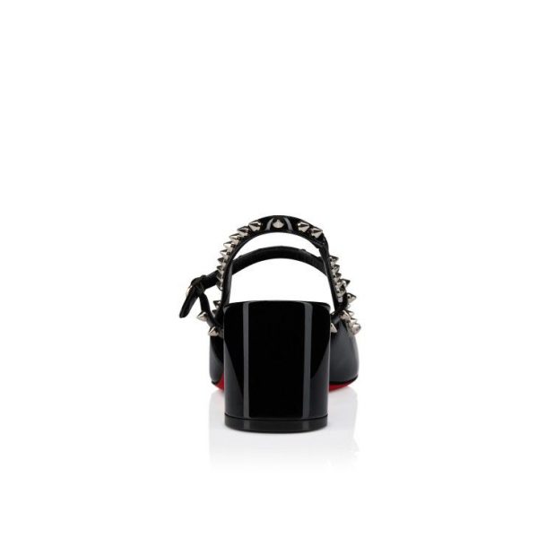Christian Louboutin Janispikes 55 mm Mary Janes Cuir Verni Noir – Image 3