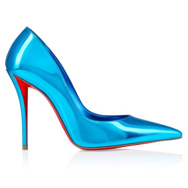 Christian Louboutin Miss Z 100 mm Escarpins Cuir Laminé Acqua – Image 3
