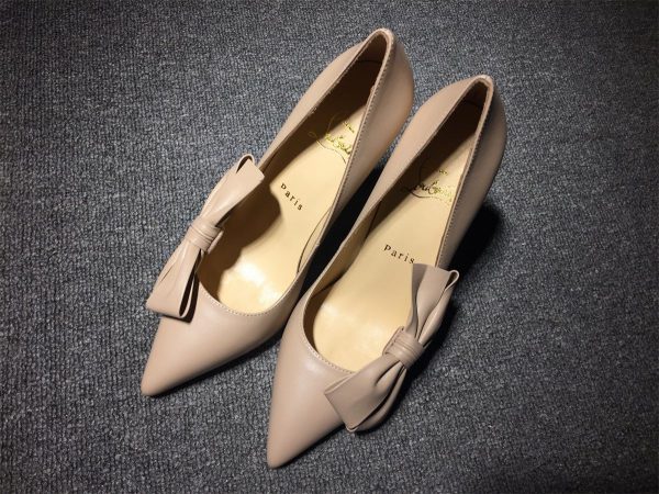 Christian Louboutin Madame Menodo Escarpins 100 mm Avec Nœud Cuir Nappa Nude – Image 2