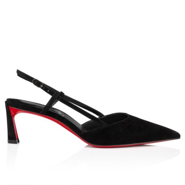 Christian Louboutin Condoroline 55 mm Escarpins Slingback Veau Velours Noir – Image 2