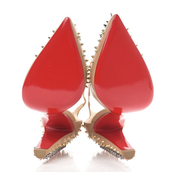 Christian Louboutin Goldostrap Spikes Escarpins 100 mm Cuir Nappa Nude – Image 3