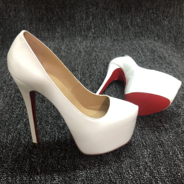 Christian Louboutin Daffodile Escarpins Plateforme 160 mm Cuir Verni Blanc – Image 2