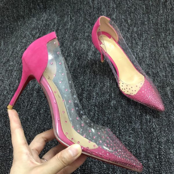 Christian Louboutin Degrastrass Escarpins Daim et PVC Rose – Image 2