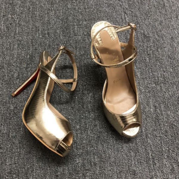 Christian Louboutin Jenlove Alta Escarpins 120 mm Cuir Métallisé Platine – Image 2