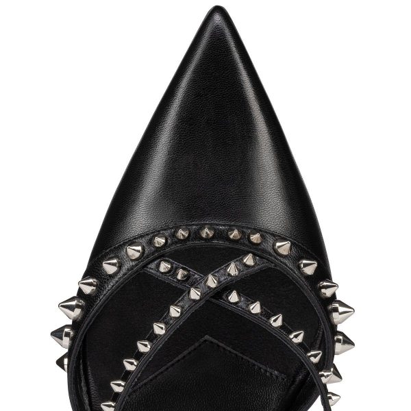 Christian Louboutin Tatoosh Spikes Mule Escarpins 70 mm Cuir d’Agneau Noir – Image 3